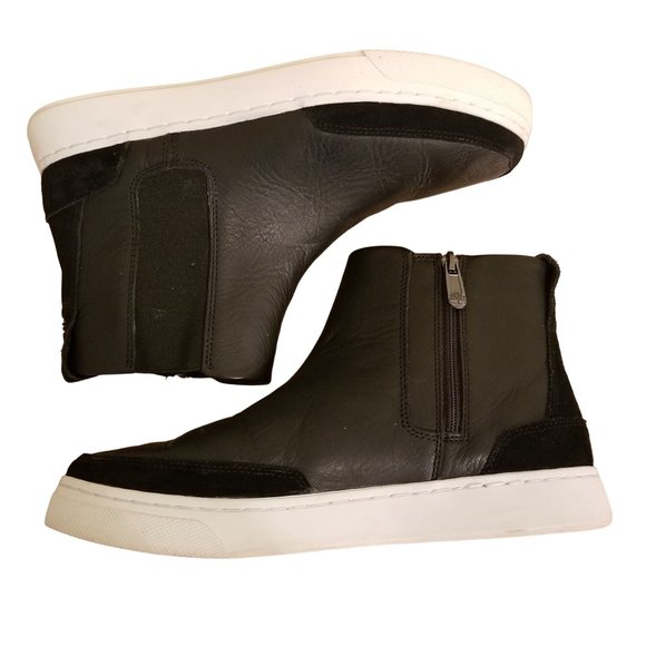 Timberland 9 Black High Top Side Zip Ankle‎ Boots Leather Chelsea ATLANTA - Picture 1 of 9